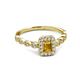 5 - Gloria Prima Emerald Cut Citrine and Diamond Halo Engagement Ring 