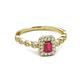 5 - Gloria Prima Emerald Cut Ruby and Diamond Halo Engagement Ring 