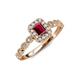 6 - Gloria Prima Emerald Cut Ruby and Diamond Halo Engagement Ring 