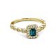 5 - Gloria Prima Emerald Cut London Blue Topaz and Diamond Halo Engagement Ring 
