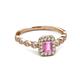 5 - Gloria Prima Emerald Cut Pink Sapphire and Diamond Halo Engagement Ring 
