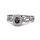 1 - Susan Prima Red Garnet and Diamond Halo Engagement Ring 