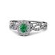 1 - Susan Prima Emerald and Diamond Halo Engagement Ring 