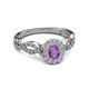 4 - Susan Prima Amethyst and Diamond Halo Engagement Ring 