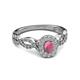 4 - Susan Prima Rhodolite Garnet and Diamond Halo Engagement Ring 