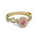 4 - Susan Prima Rhodolite Garnet and Diamond Halo Engagement Ring 