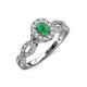 5 - Susan Prima Emerald and Diamond Halo Engagement Ring 