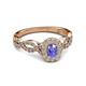 4 - Susan Prima Tanzanite and Diamond Halo Engagement Ring 