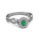 4 - Susan Prima Emerald and Diamond Halo Engagement Ring 