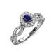 5 - Susan Prima Blue Sapphire and Diamond Halo Engagement Ring 