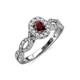 5 - Susan Prima Red Garnet and Diamond Halo Engagement Ring 