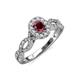 5 - Susan Prima Ruby and Diamond Halo Engagement Ring 