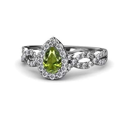 Susan Prima Peridot and Diamond Halo Engagement Ring