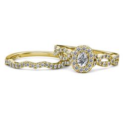 Susan Prima Diamond Halo Bridal Set Ring Oval Cut x Diamond Womens Infinity Halo Engagement Ring Matching Diamond Band ctw K Yellow Gold