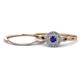 1 - Iliana Prima Blue Sapphire and Diamond Halo Bridal Set Ring 