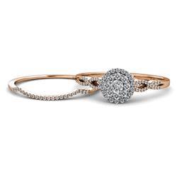 Iliana Prima Diamond Halo Bridal Set Ring Diamond Womens Two Tone Infinity Double Halo Engagement Ring Matching Diamond Band ctw K Rose Gold