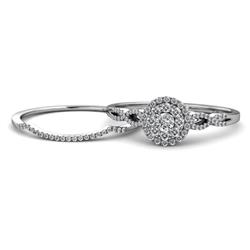 Iliana Prima Diamond Halo Bridal Set Ring Diamond Womens Infinity Double Halo Engagement Ring Matching Diamond Band ctw K White Gold