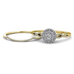 Iliana Prima Diamond Halo Bridal Set Ring Diamond Womens Two Tone Infinity Double Halo Engagement Ring Matching Diamond Band ctw K Yellow Gold