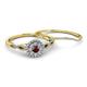 4 - Iliana Prima Red Garnet and Diamond Halo Bridal Set Ring 
