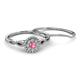 4 - Iliana Prima Pink Tourmaline and Diamond Halo Bridal Set Ring 
