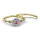 4 - Iliana Prima Rhodolite Garnet and Diamond Halo Bridal Set Ring 