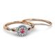 4 - Iliana Prima Rhodolite Garnet and Diamond Halo Bridal Set Ring 