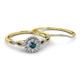 4 - Iliana Prima London Blue Topaz and Diamond Halo Bridal Set Ring 
