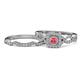 1 - Eyana Prima Pink Tourmaline and Diamond Double Halo Bridal Set Ring 
