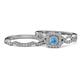 1 - Eyana Prima Blue Topaz and Diamond Double Halo Bridal Set Ring 