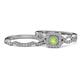 1 - Eyana Prima Peridot and Diamond Double Halo Bridal Set Ring 