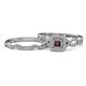 1 - Eyana Prima Red Garnet and Diamond Double Halo Bridal Set Ring 