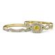 1 - Eyana Prima Yellow Sapphire and Diamond Double Halo Bridal Set Ring 