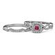 1 - Eyana Prima Ruby and Diamond Double Halo Bridal Set Ring 