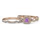 1 - Eyana Prima Amethyst and Diamond Double Halo Bridal Set Ring 