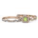 1 - Eyana Prima Peridot and Diamond Double Halo Bridal Set Ring 