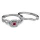 4 - Eyana Prima Ruby and Diamond Double Halo Bridal Set Ring 