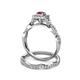 5 - Eyana Prima Ruby and Diamond Double Halo Bridal Set Ring 