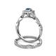 5 - Eyana Prima Blue and White Diamond Double Halo Bridal Set Ring 