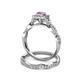 5 - Eyana Prima Pink Sapphire and Diamond Double Halo Bridal Set Ring 