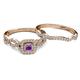 4 - Eyana Prima Amethyst and Diamond Double Halo Bridal Set Ring 