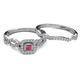 4 - Eyana Prima Rhodolite Garnet and Diamond Double Halo Bridal Set Ring 