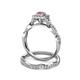 5 - Eyana Prima Rhodolite Garnet and Diamond Double Halo Bridal Set Ring 