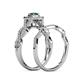 6 - Eyana Prima London Blue Topaz and Diamond Double Halo Bridal Set Ring 