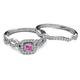 4 - Eyana Prima Pink Sapphire and Diamond Double Halo Bridal Set Ring 