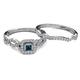4 - Eyana Prima London Blue Topaz and Diamond Double Halo Bridal Set Ring 
