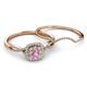 4 - Yesenia Prima Pink Sapphire and Diamond Halo Bridal Set Ring 