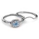 4 - Yesenia Prima Blue Topaz and Diamond Halo Bridal Set Ring 