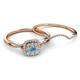 4 - Yesenia Prima Blue Topaz and Diamond Halo Bridal Set Ring 