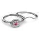 4 - Yesenia Prima Rhodolite Garnet and Diamond Halo Bridal Set Ring 