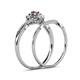 6 - Yesenia Prima Rhodolite Garnet and Diamond Halo Bridal Set Ring 